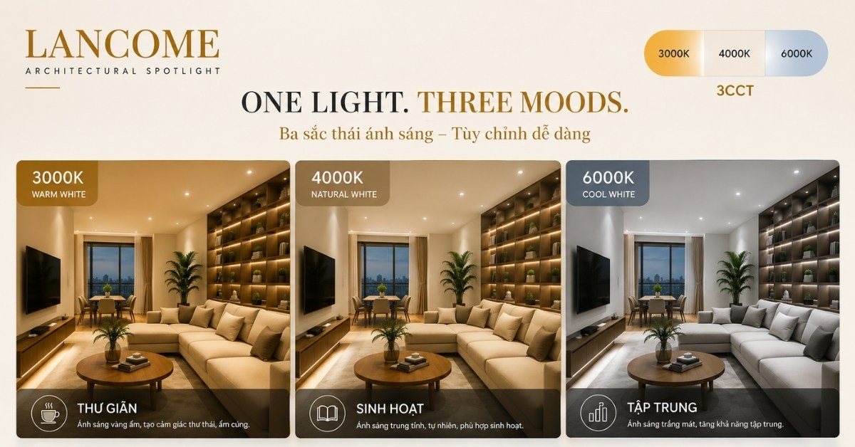 Một bộ đèn, ba trải nghiệm ánh sáng